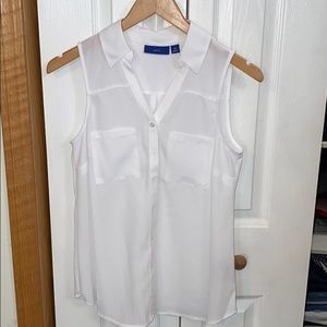 White tank top button up blouse/ size XS/
